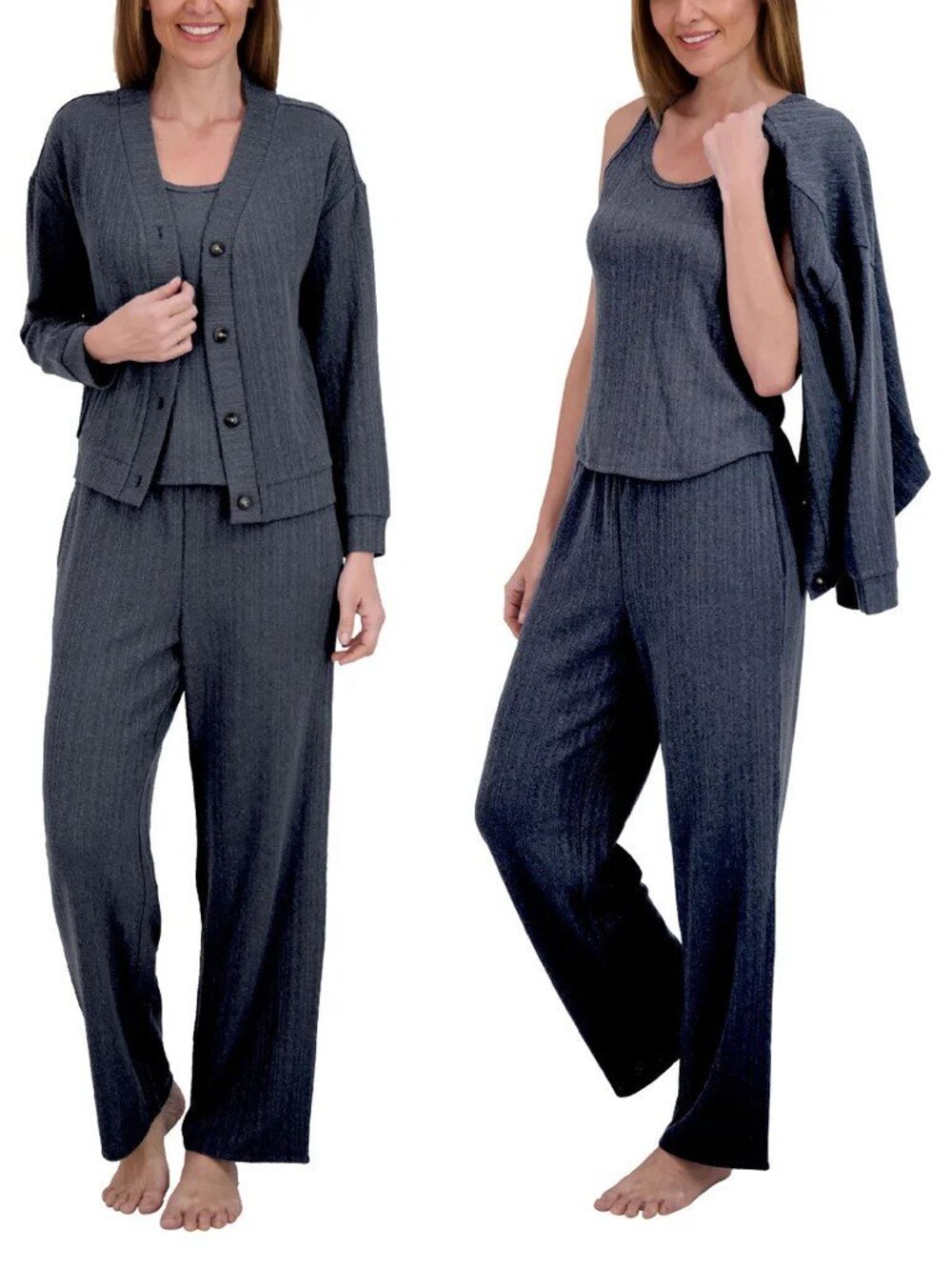 Live2Lounge Women's 3 Piece Textured Cable Knit Lounge Set NEW